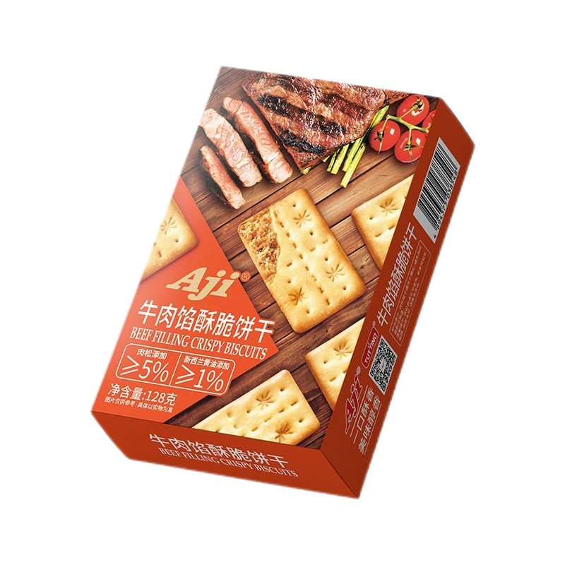 Aji牛肉馅酥脆饼干夹心薄脆早餐办公室零食肉松咸味小吃网红同款