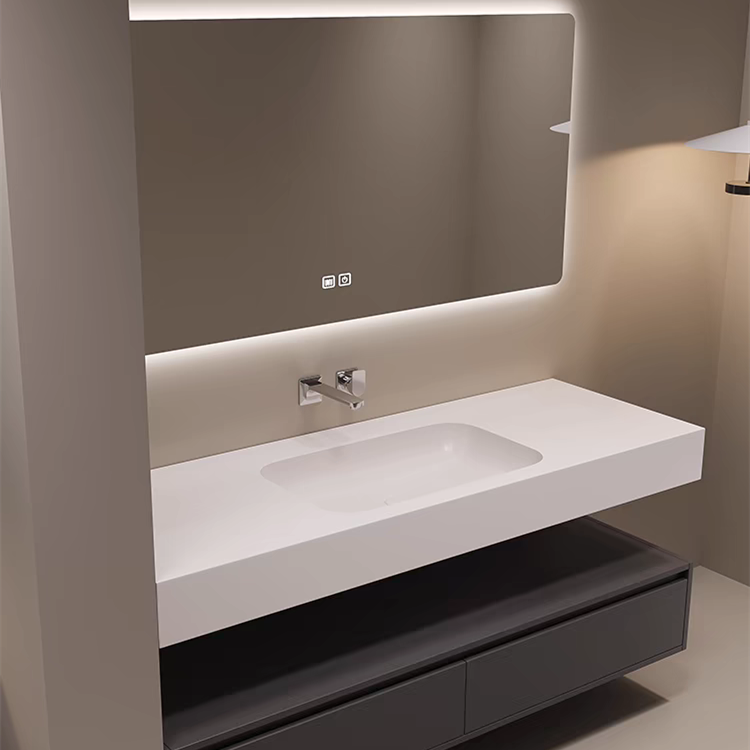 轻奢岩板热弯一体盆洗漱