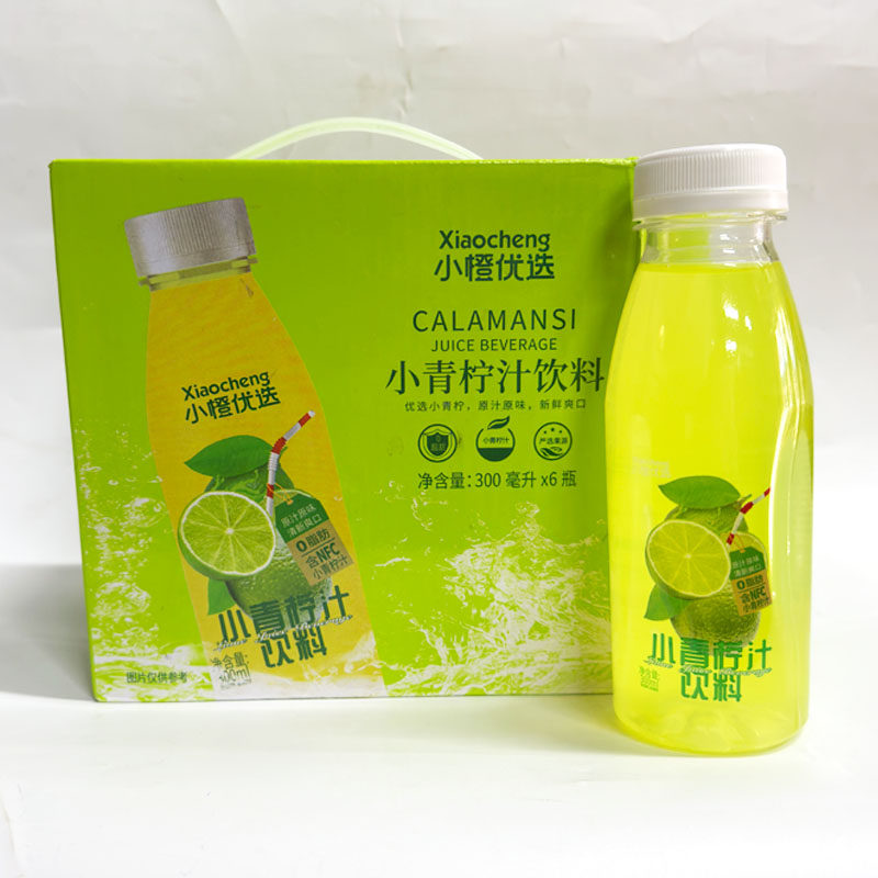 包邮花棉袄小橙优选小青柠汁饮料300毫升*6瓶整箱0脂肪清新爽口
