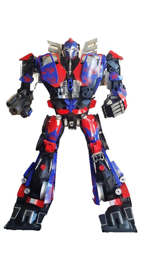 大型铁艺变形金刚模型金属摆件大黄蜂擎天柱户外雕塑米米机器人