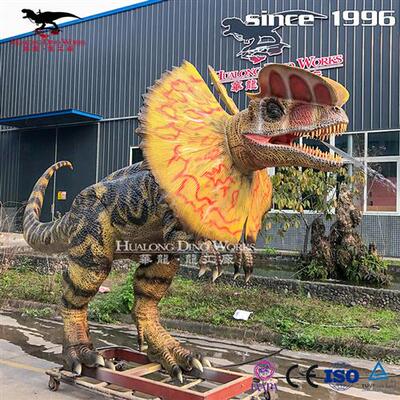 景区儿童亲子互动仿真喷水双冠龙内置电机可动可发声仿真恐龙.