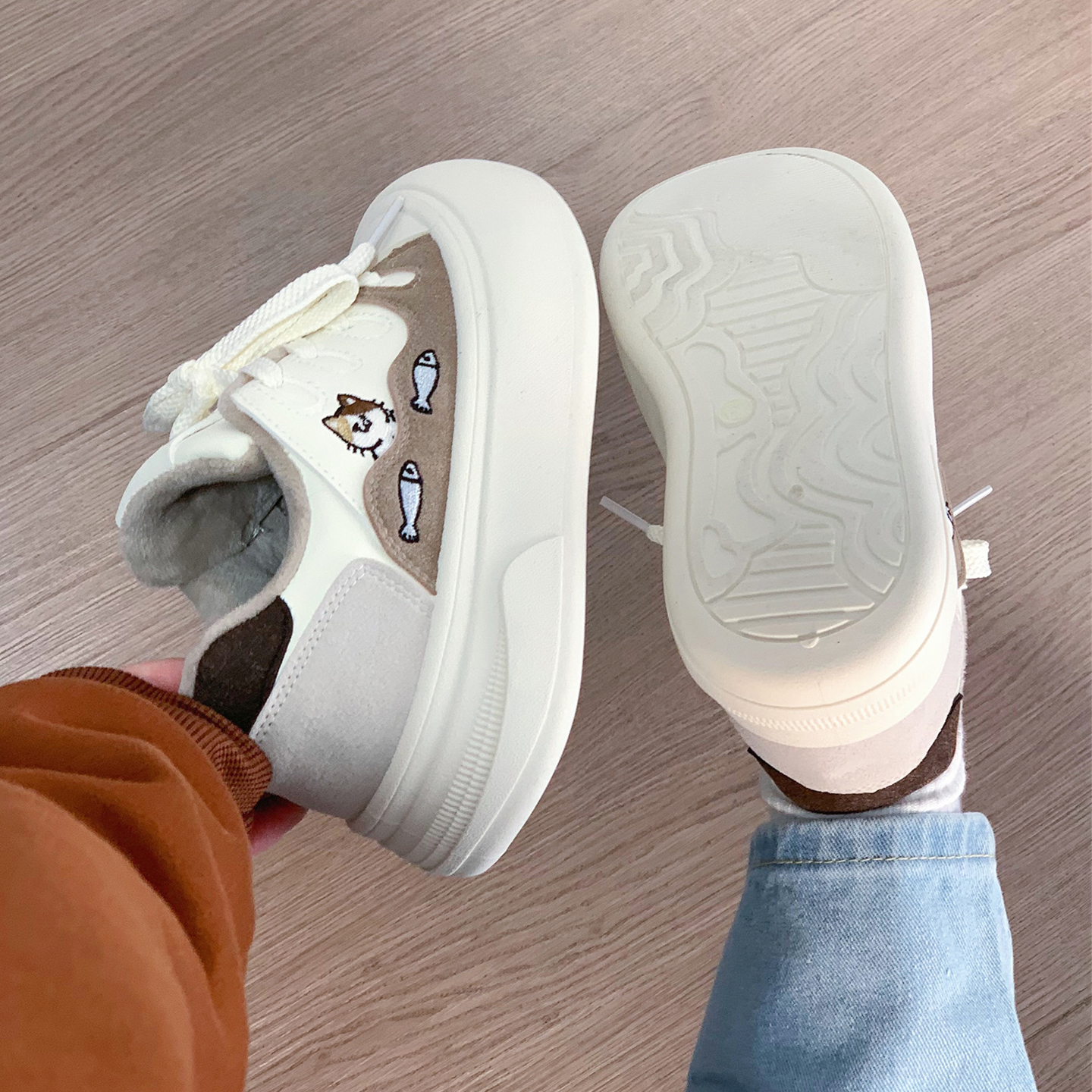 人本美拉德加绒大头鞋女冬季新款