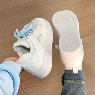 子小众原创保暖板鞋 回力加绒小白鞋 加厚百搭棉鞋 新款 女2025年冬季