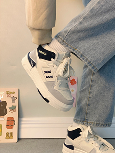 回力雾霾蓝加绒高帮鞋女秋冬新款百搭二棉鞋子小众女鞋休闲板鞋女