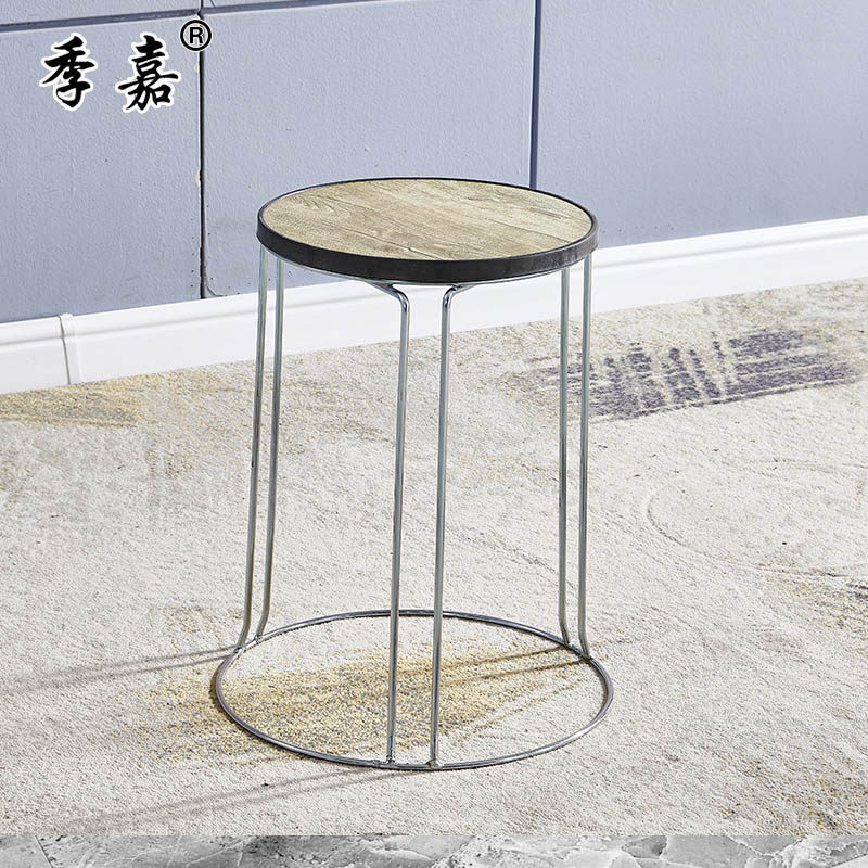 加固钢筋凳子家用餐桌凳网红懒人实木圆凳客厅木凳可摞叠可叠放