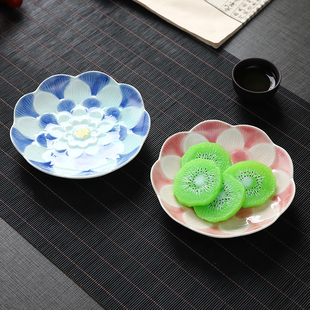 花瓣茶点盘轻奢桌面陶瓷水果盘高颜值点心零食盘高级感展示盘 中式