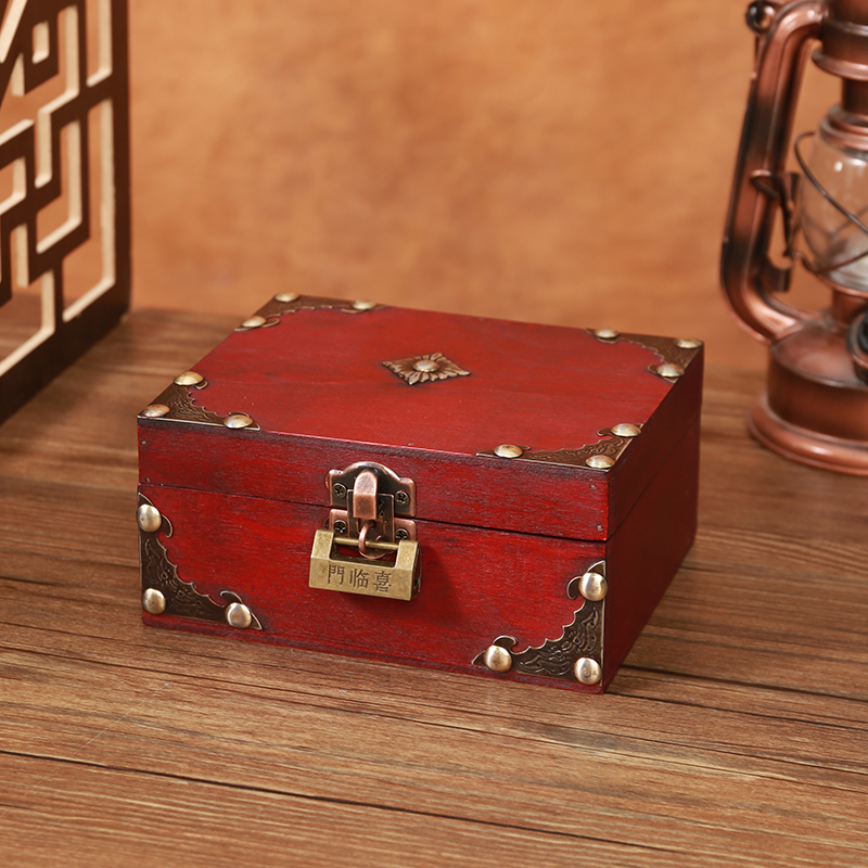 复古儿童宝藏百宝箱收纳盒带锁