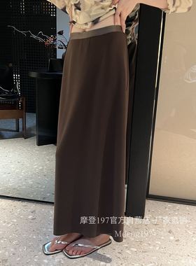 十三行摩登197双面穿后开叉半身裙秋垂感气质显瘦百搭中长裙73055