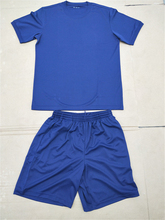 新款夏季蓝色体能服短袖短裤套装体能训练服运动圆领T恤
