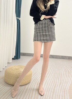 花木妍h153丝滑超薄波点丝袜白色黑色T裆连裤袜性感脚尖透明