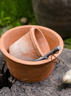 手工复古红陶小花盆瓦盆粗陶透气陶土泥瓦花盆老式土陶盆陶瓷花盆
