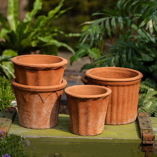 手工复古做旧红陶粗陶土透气花盆