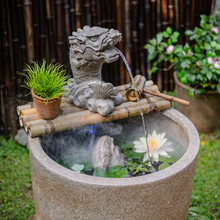 复古仿石头缸睡莲荷花盆缸水培莲花石槽水槽花园庭院装饰造景摆件