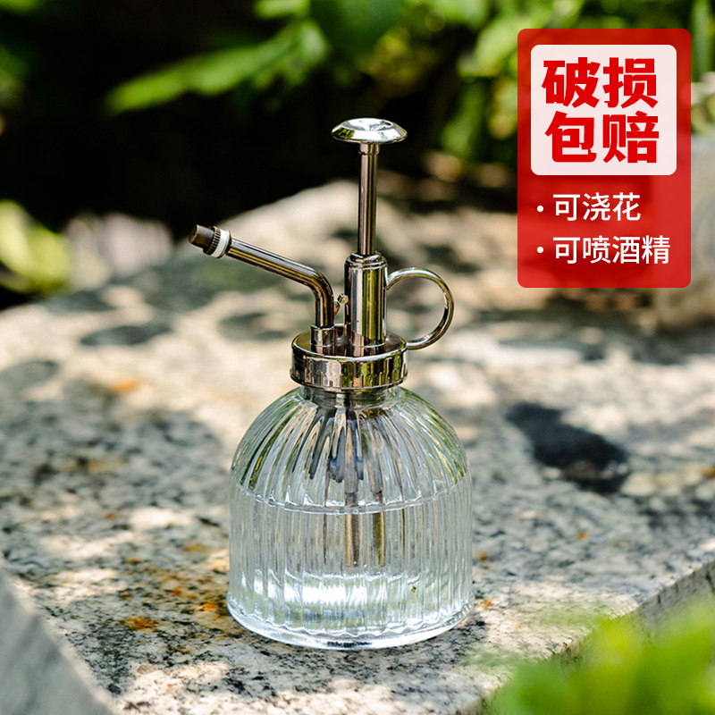 喷壶浇花家用小型喷水浇水壶小号园艺气压式高颜值复古玻璃小喷壶