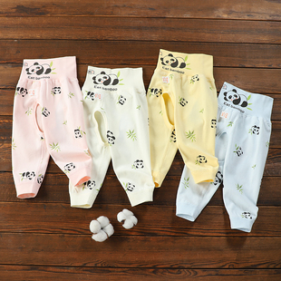 A类春新款 小月龄男女童秋裤 新生婴幼儿打底裤 宝宝纯棉高腰护肚裤