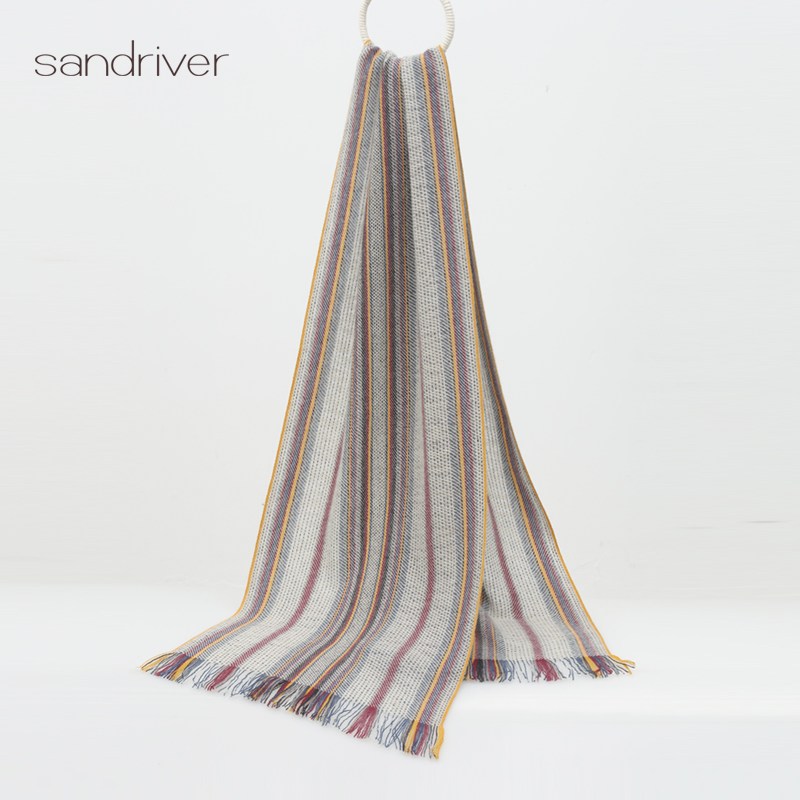 sandriver沙涓 青海手工民族艺术感撞色氆氇条纹流苏围巾披肩