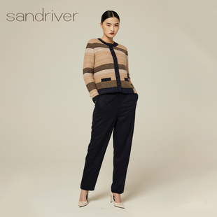 直筒裤 沙涓sandriver羊绒女士西装 毛呢针织小脚裤 羊毛萝卜裤 裤