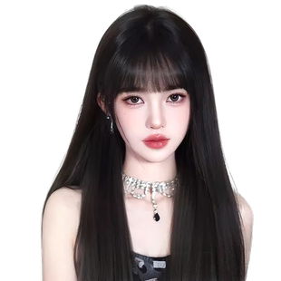 真我假发女黑长直漫画齐刘海全真发全头套自然隐形无痕整顶假发套