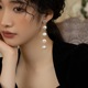 AOILDLLI巴洛克纽扣珍珠长款 流苏坠感显瘦耳坠耳环耳钉女耳线