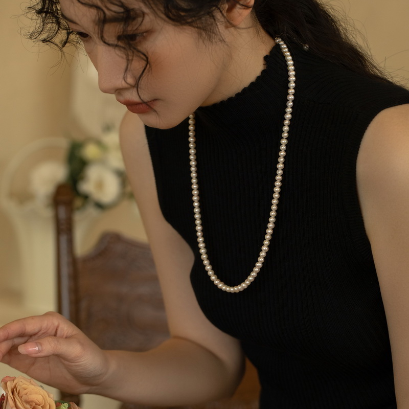 珍珠14K包金毛衣链女长款项链