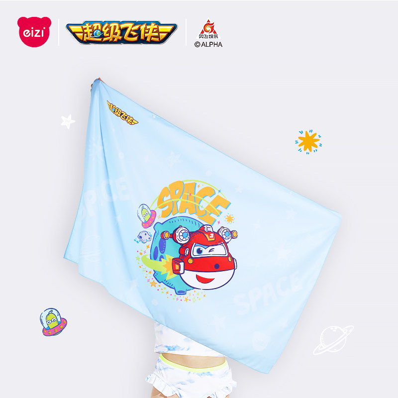 Khăn tắm trẻ em Super Wings cho bé trai và bé gái, khăn bơi suối nước nóng thấm nước và nhanh khô, khăn choàng đi biển dày dặn cho bé be bơi phao gia đình phao bơi hình tròn