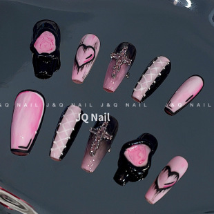 JQ.NAIL【blackpink】手工定制反派甜心黑粉漫画指甲贴片美甲穿戴