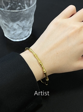 金色高级感竹节金属手镯女ins