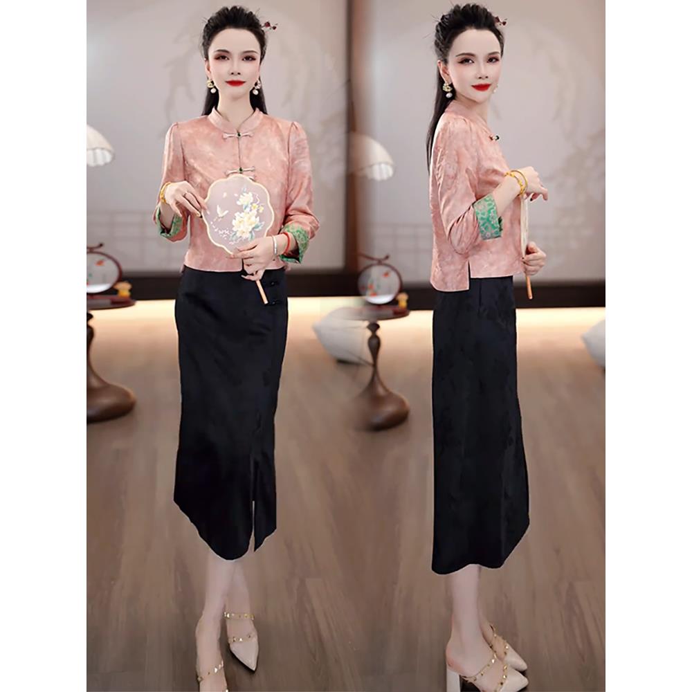 JOYIASS新中式国风盘扣衬衫女2025秋季新款高级感气质减龄显瘦长