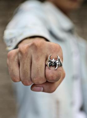 美式蝙蝠侠戒指男个性创意设计食指环时尚简约单身戒饰品男士戒指