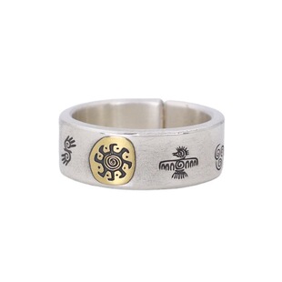 FuGui 原创设计点金太阳手工图腾古法印第安戒指男潮个性宽食指环