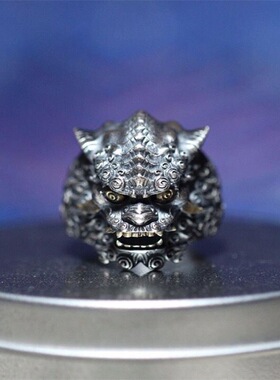 FuGui 吉祥唐狮戒指男士国潮风男潮个性小众单身复古舞狮男女指环