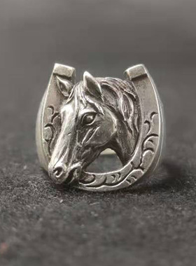 FuGui 唐草马蹄马头生肖原创设计戒指个性复古潮男小众高级感指环