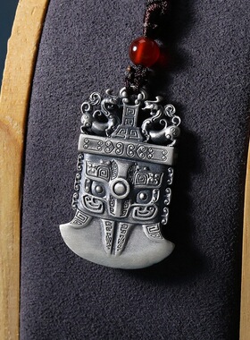 FuGui 麒麟福斧项链霸气国风潮男女双面斧头个性小众复古毛衣项链