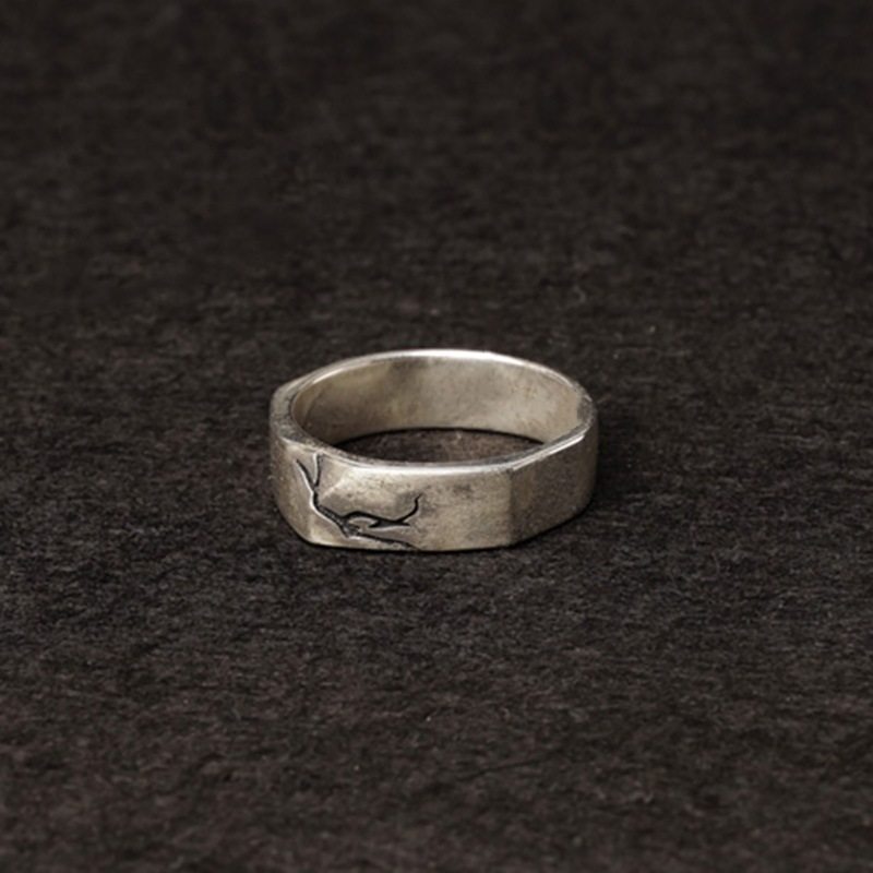 FuGui 欧美复古《裂痕》戒指女男潮做旧开口个性简约风百搭食指环