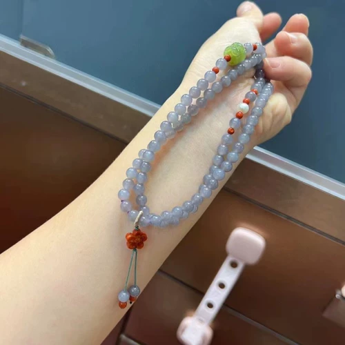 Лао Чжоу Хетиан Ю. Новый браслет ручной струны мужская и женское ледяное дно солнечное водное озеро вода зеленый император фиолетовый желтый рот 108 больше сокровищ