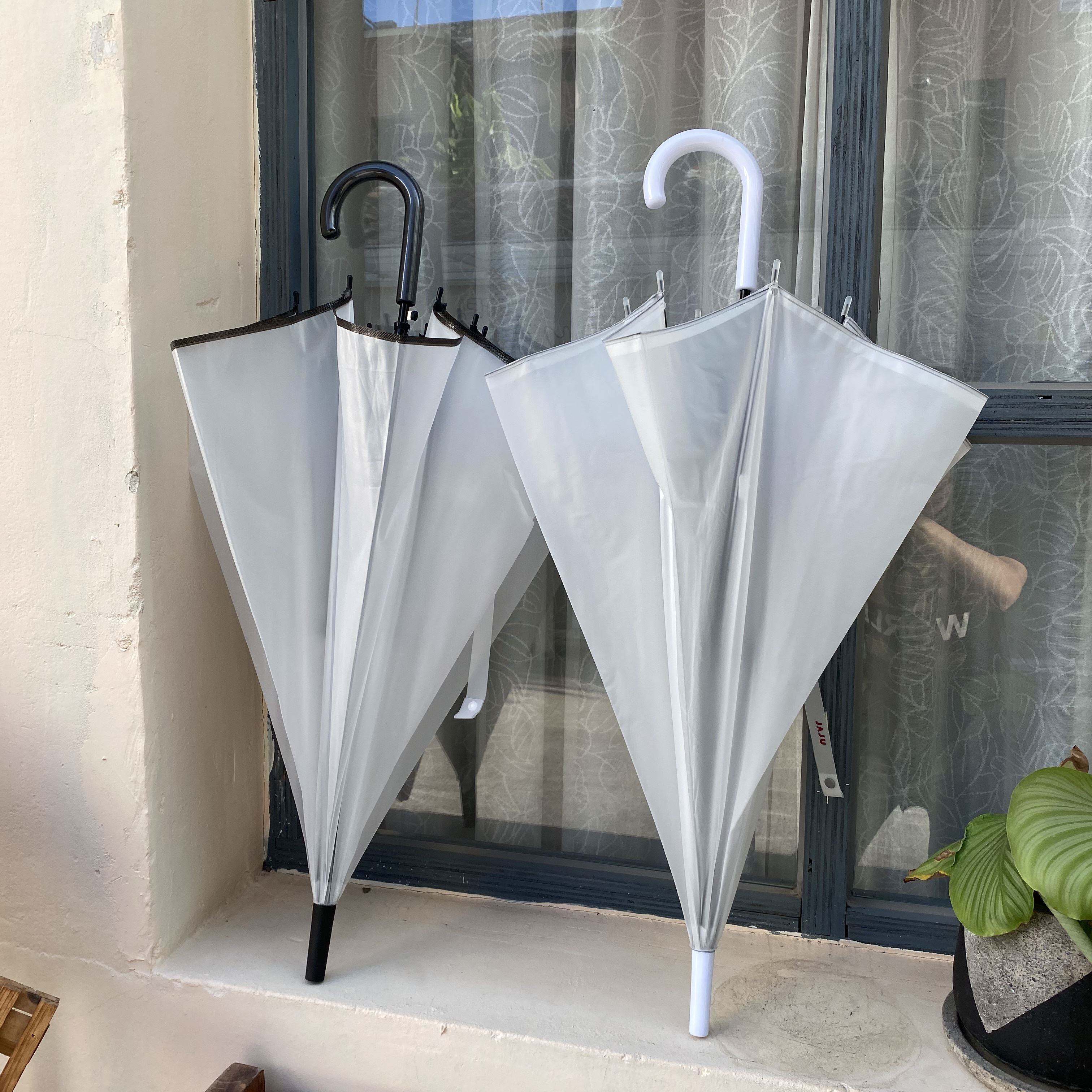 纯白色磨砂雨伞半透明少女心森系网红街拍纤维防风学生长柄伞