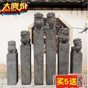 仿古青石雕拴马桩狮子貔貅麒麟庭院酒店造景十二生肖做旧栓马石柱