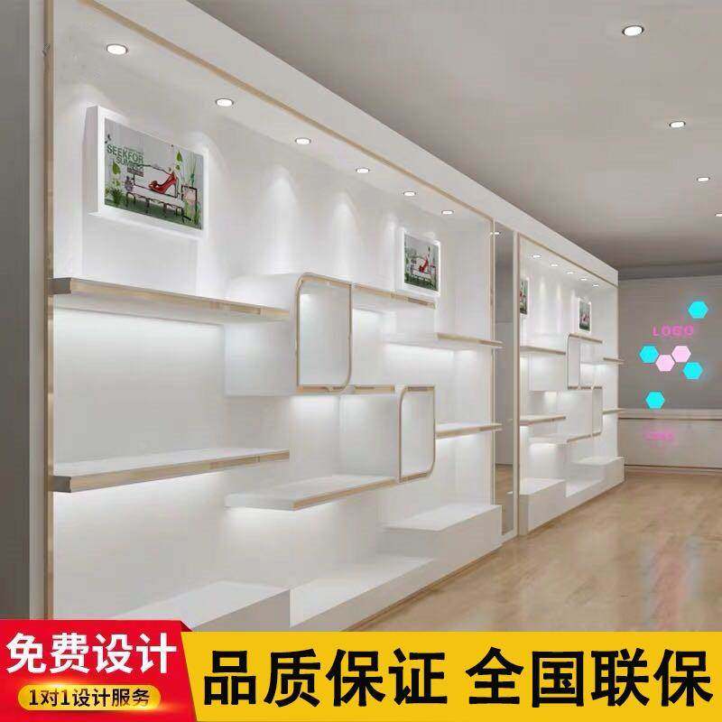 高档厂家多层板烤漆工业公司展厅展览带灯实木假发美容展台定制