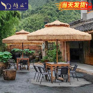 稻草伞户外仿真茅草中柱伞庭院伞棚摆摊太阳伞户外伞遮阳伞草棚伞