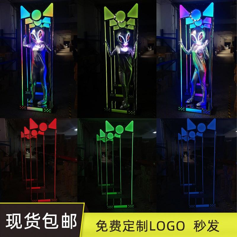 酒吧发光点舞台LED幻彩遥控猫耳朵gogo舞台KTV不锈钢门框跳舞台