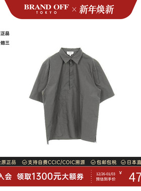 中古Hermes爱马仕男B级9新tops上衣棉上衣灰色时尚百搭BRANDOFF