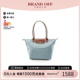 中古Longchamp瓏驤女包S級(jí)99新Shoulder bag肩包尼龍托特包綠色