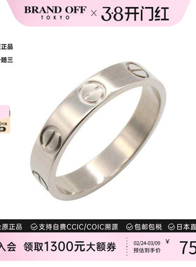 中古Cartier卡地亚男A级95新mini love ring白金戒指银色
