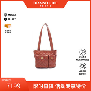 中古Chanel香奈儿女包B级9新tote bag托特包羊皮托特包棕色