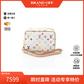 中古LV路易威登女包B级9新Pouch小包涂层防水帆布化妆包白色正品