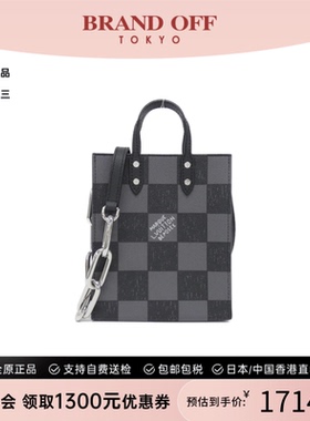 中古LV路易威登通用A级95新Sac Plat XS小牛皮琴谱包棋盘格斜挎包