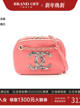 中古Chanel香奈儿女包A级95新camera bag相机包羊皮单肩包粉色
