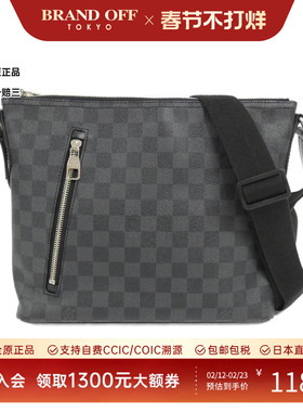 中古LV路易威登女包A级95新 Graphite Mick棋盘格斜挎包正品时尚