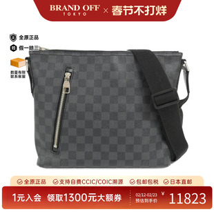 中古LV路易威登女包A级95新 Graphite Mick棋盘格斜挎包正品时尚