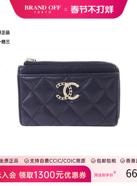 中古Chanel香奈儿女A级95新card case卡包羊皮卡包黑色